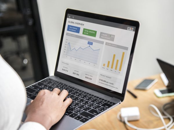 Businesswoman working on a laptop
